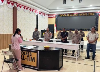Polres Halmahera Timur Laksanakan Kegiatan Binrohtal Secara Rutin.